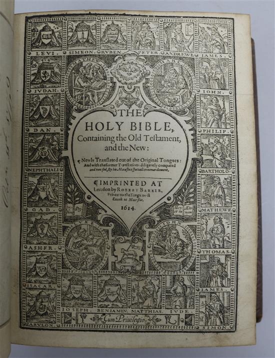 The Bible in English - The Holy Bible She issue, in 2 parts, rebound in old calf but retaining original spine,